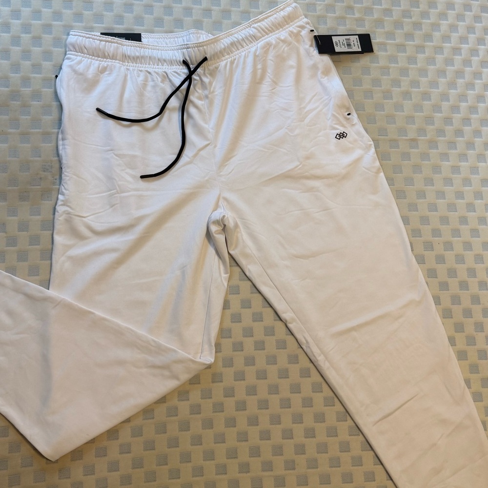 Men's White Athletic Joggers with Contrast Drawstring - Picture 3 of 9